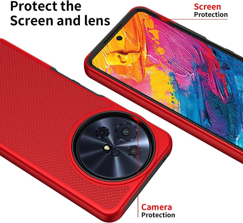 Mocotto for TCL 60 XE NXTPAPER 5G/TCL 50 XL 5G Case with Tempered Glass Screen Protector,Dual Layer Heavy Duty Shockproof Protection (Red) - Image 2